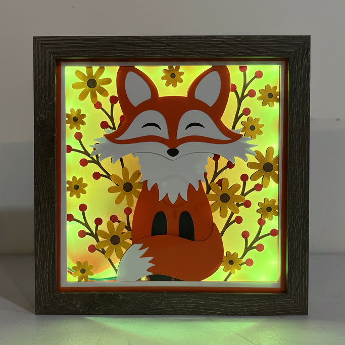 Fall Fox Lighted Shadowbox