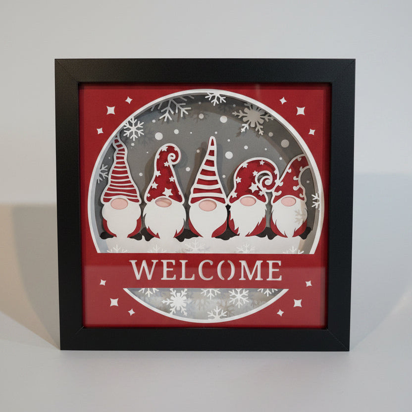 Christmas Gnomes Lighted Shadowbox