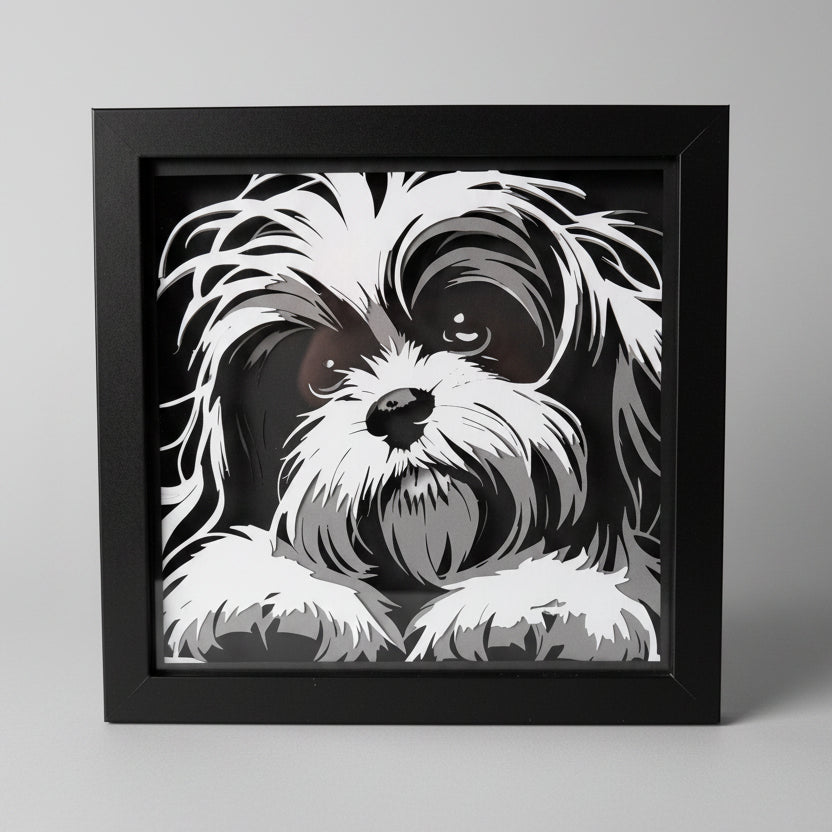 Fluffy Dog Lighted Shadowbox