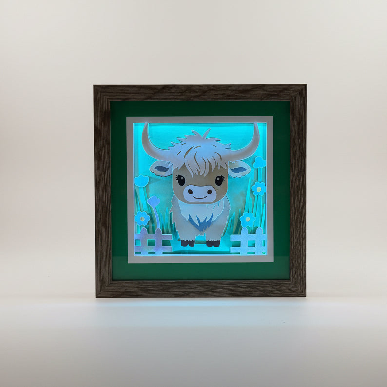 Highland Cow Lighted Shadowbox