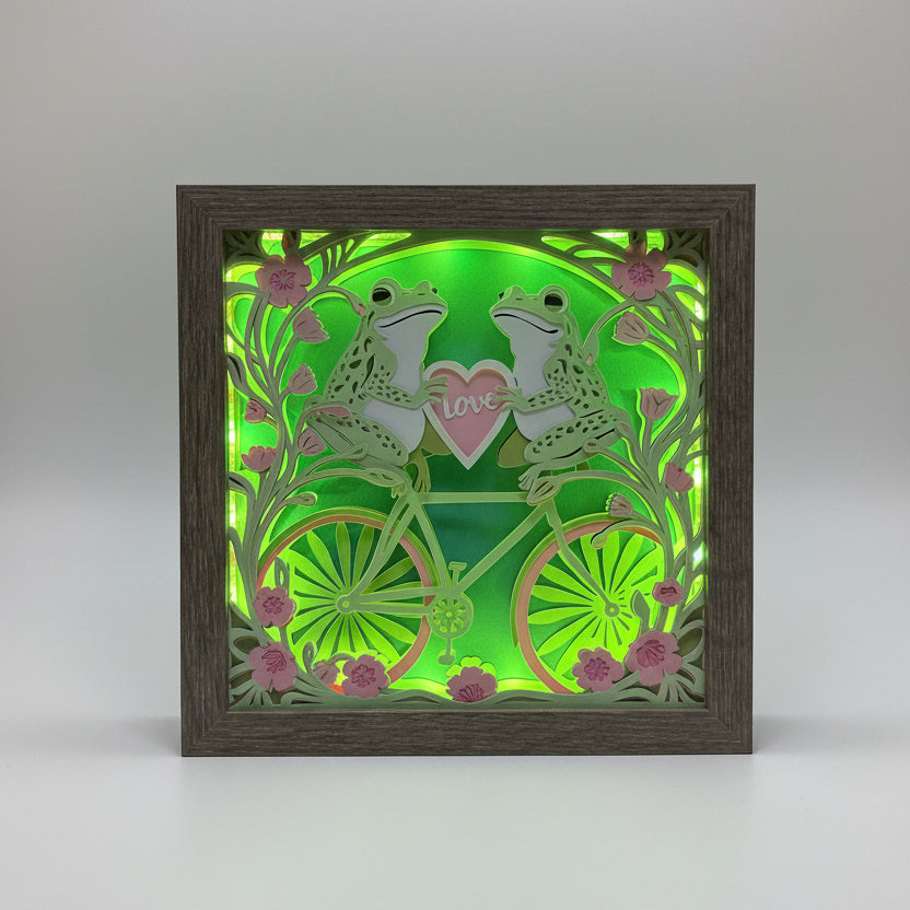 Bicycle Frogs Lighted Shadowbox