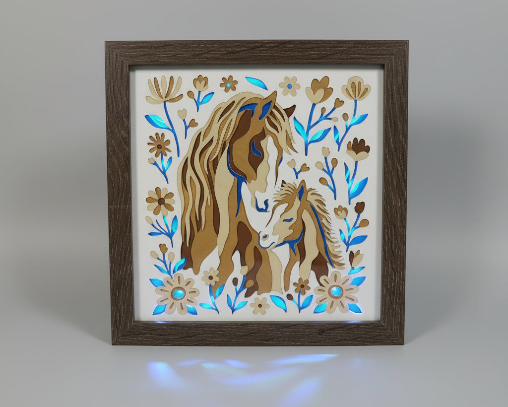 Horses Lighted Shadowbox