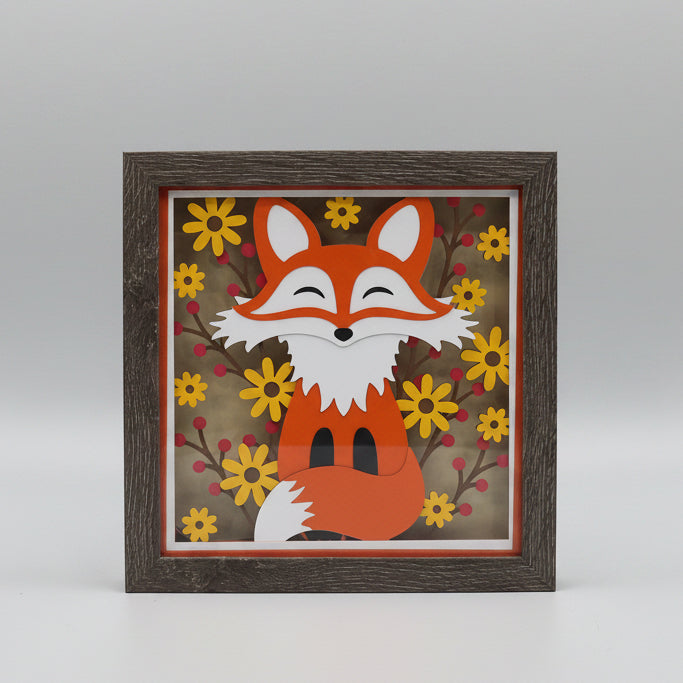 Fall Fox Lighted Shadowbox