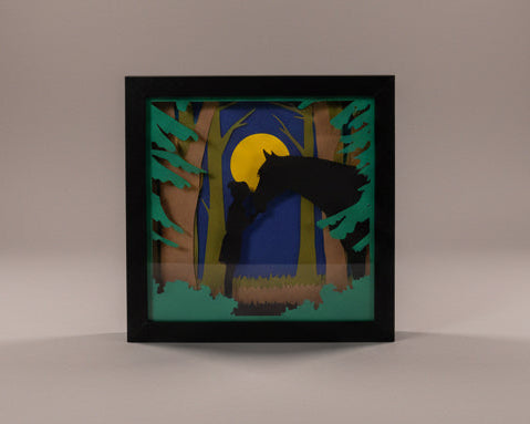 Girl with Horse Lighted Shadowbox