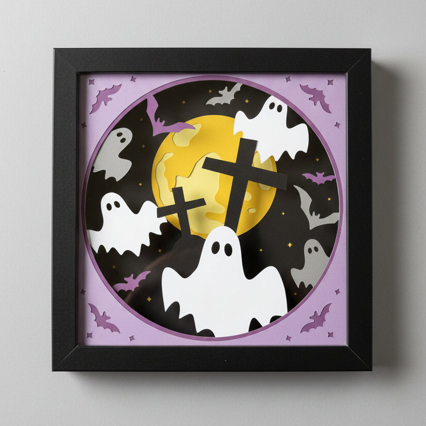 Ghosts Bats Lighted Shadowbox