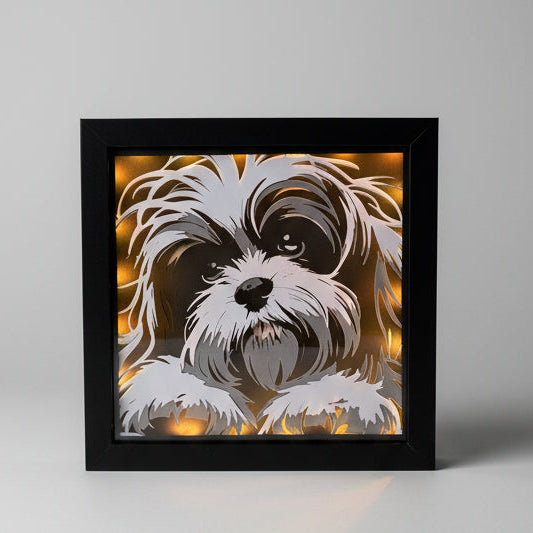 Fluffy Dog Lighted Shadowbox