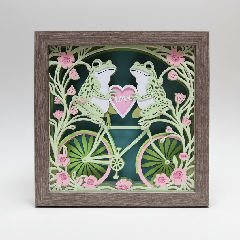 Bicycle Frogs Lighted Shadowbox