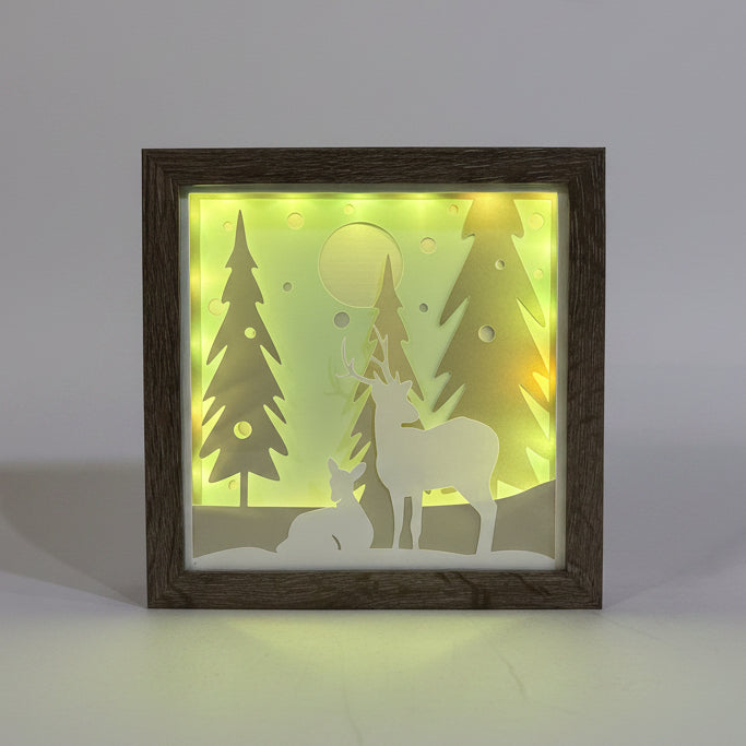 Winter Deer Lighted Shadowbox