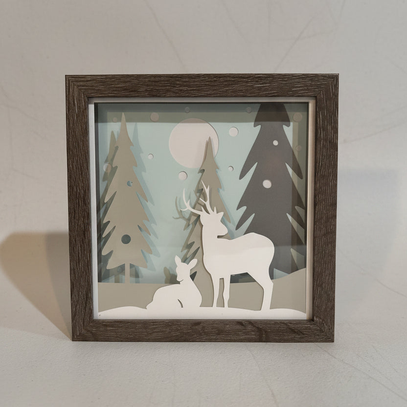 Winter Deer Lighted Shadowbox