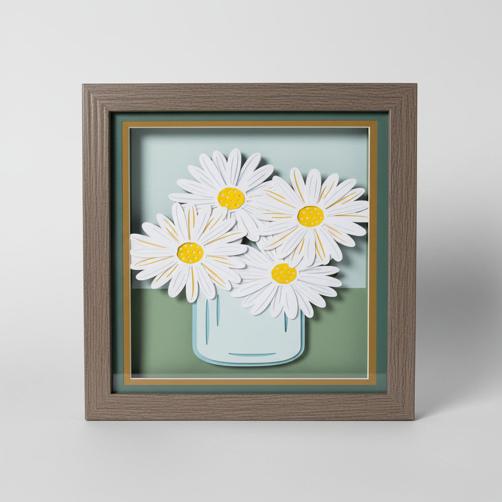 Jar of Daisies Lighted Shadowbox