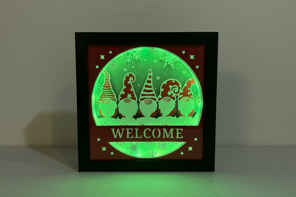 Christmas Gnomes Lighted Shadowbox