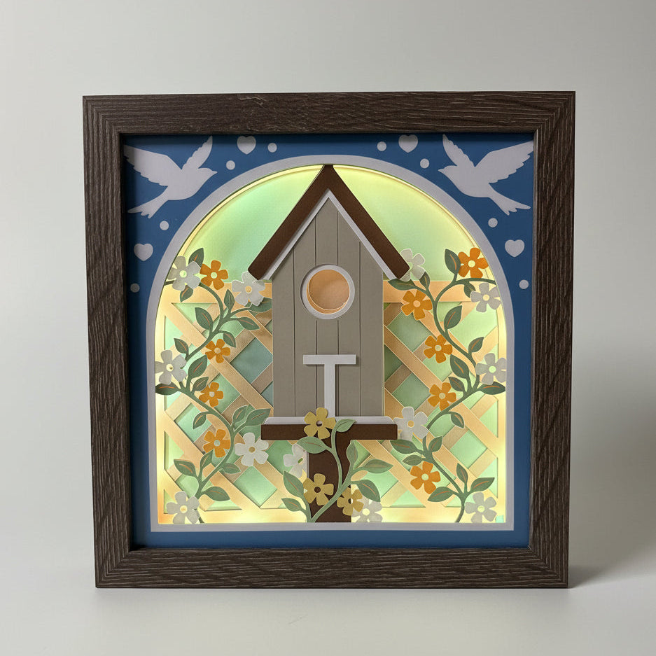 Birdhouse Lighted Shadowbox