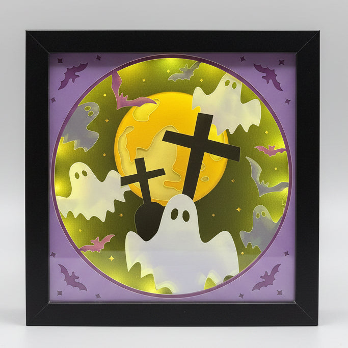 Ghosts Bats Lighted Shadowbox