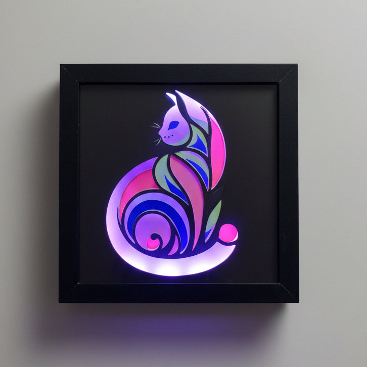 Cat Art Lighted Shadowbox