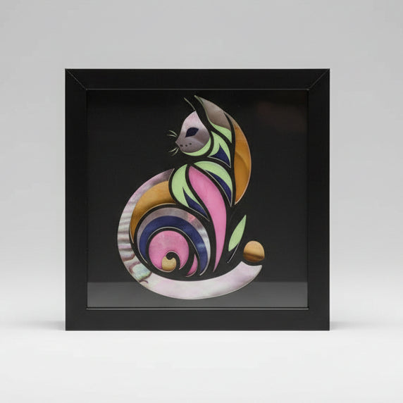 Cat Art Lighted Shadowbox