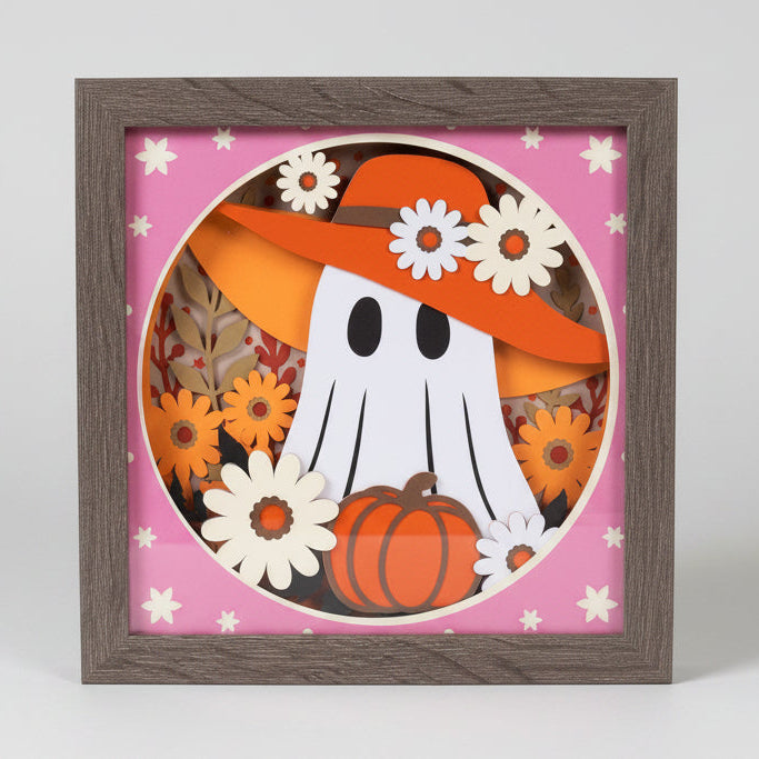 Fall Ghost Lighted Shadowbox
