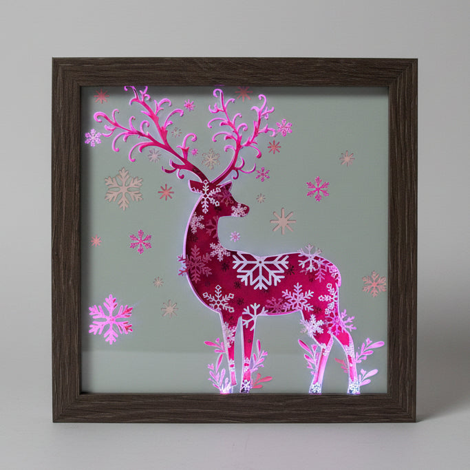 Reindeer Lighted Shadowbox