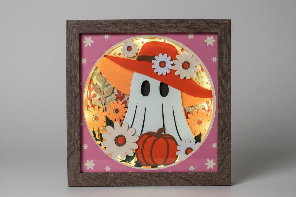 Fall Ghost Lighted Shadowbox