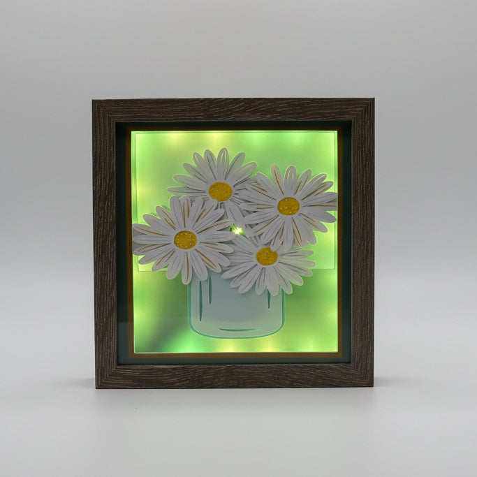 Jar of Daisies Lighted Shadowbox