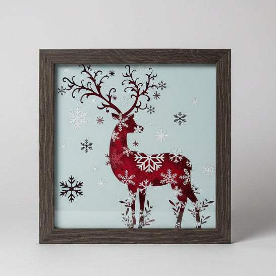 Reindeer Lighted Shadowbox