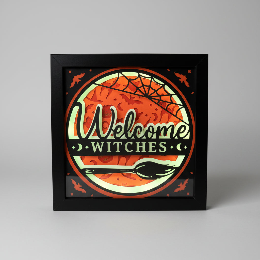 Welcome Witches Lighted Shadowbox