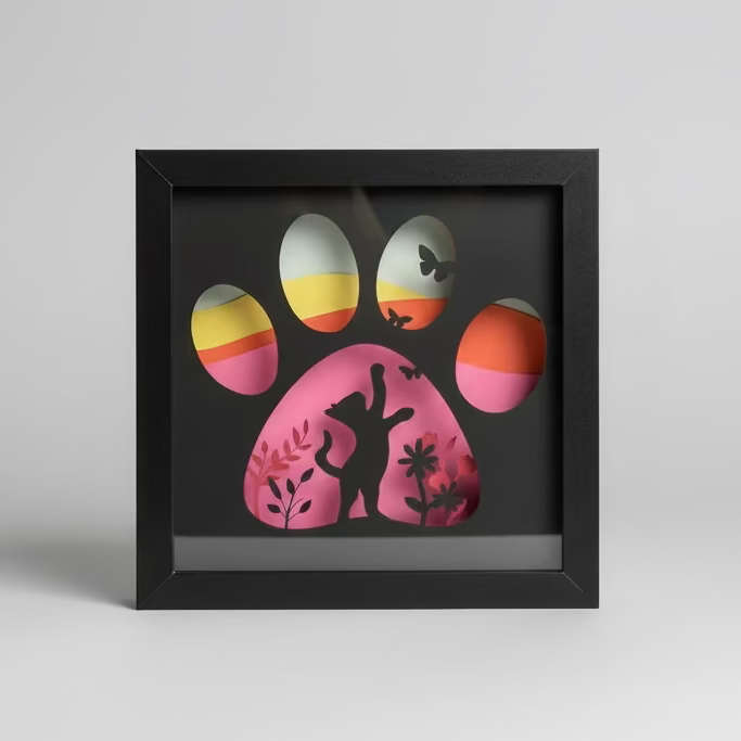 Cat Paw Print Lighted Shadowbox