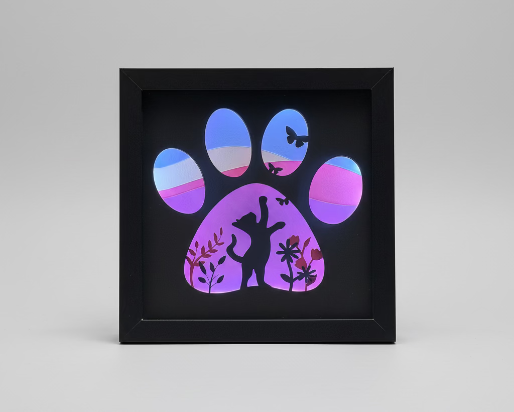 Cat Paw Print Lighted Shadowbox