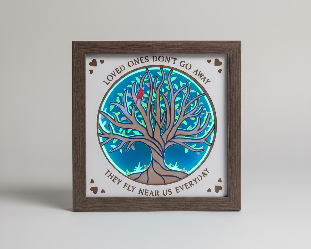 Loved Ones with Cardinal Lighted Shadowbox