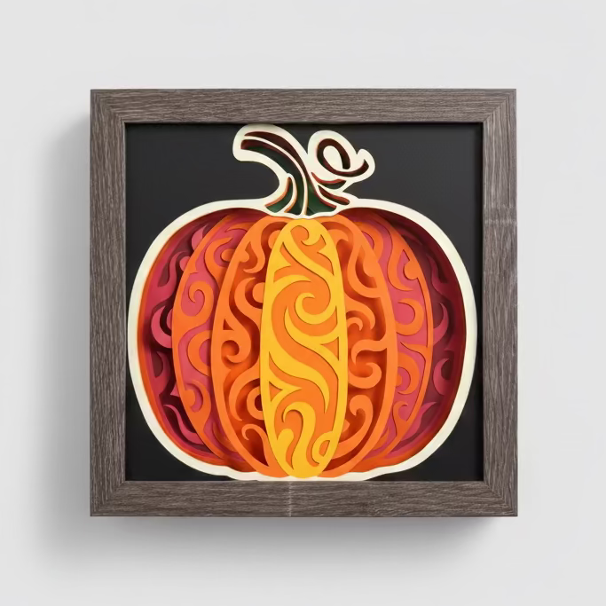 Pumpkin Lighted Shadowbox