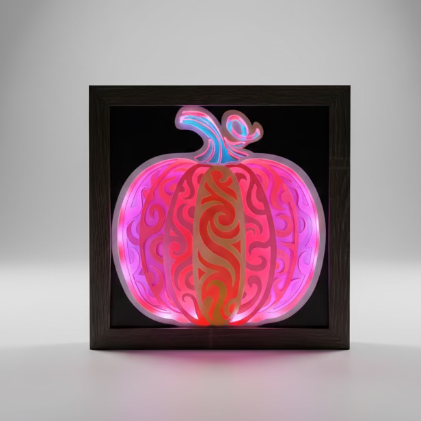 Pumpkin Lighted Shadowbox